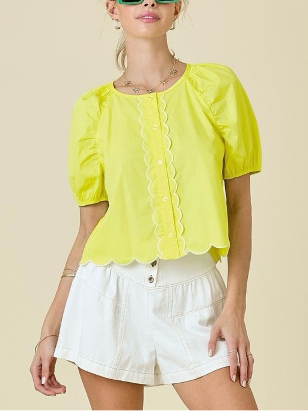 Day + Moon Yellow Peplum Top – Sweetheart Neckline, Cotton Blouse, Feminine